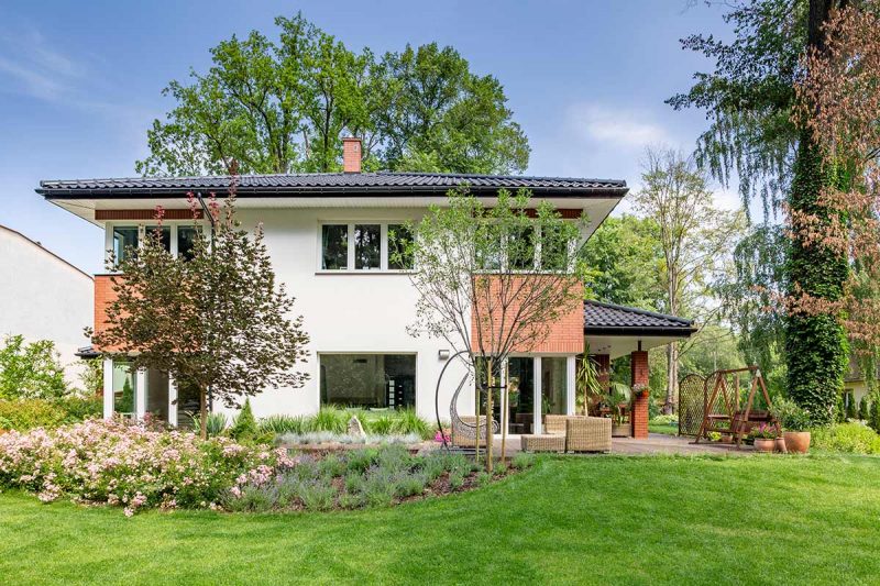 Home with beautiful backyard
