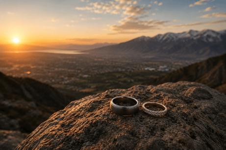 Divorce.1 White Luing Law | Family Law and Divorce Lawyer | Blog Post: Can a Spouse Refuse to Sign Divorce Papers in Minnesota? What Otsego Families Need to Know | Image: Divorce.1 - image of two rings sitting on top of a mountain top.